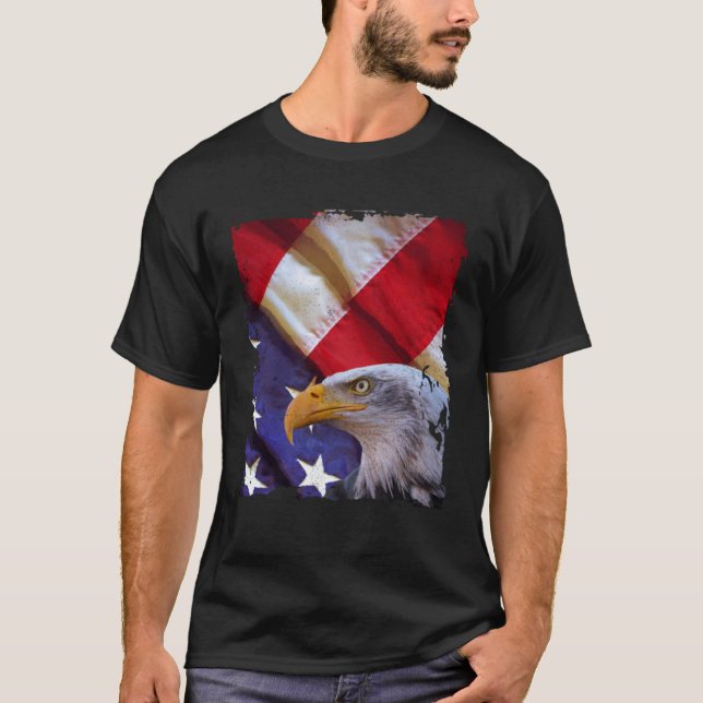 Bald Eagle 4th of July Christmas American Flag Cou T-Shirt (Front)