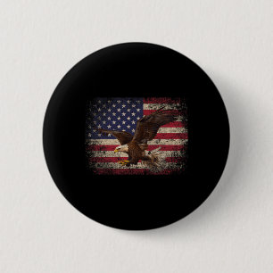 Bald Eagle 4th of July Christmas Gift American Fla Button
