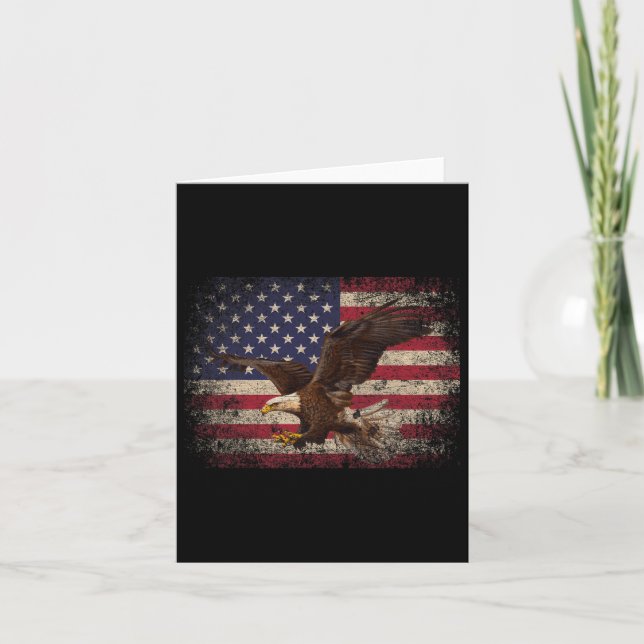 Bald Eagle 4th Of July Christmas Gift American Fla Card (Front)