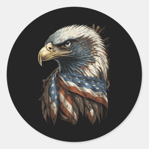 Bald Eagle 4th Of July Men Usa American Flag 1  Classic Round Sticker