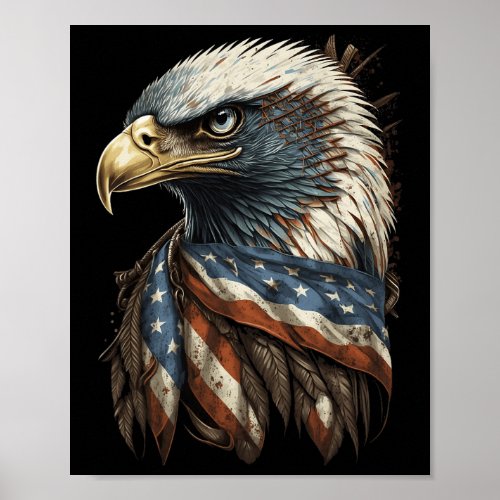 Bald Eagle 4th Of July Men Usa American Flag 1  Poster