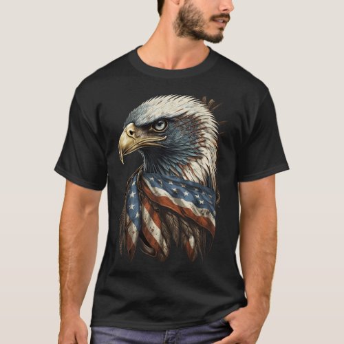 Bald Eagle 4th Of July Men Usa American Flag 1  T_Shirt