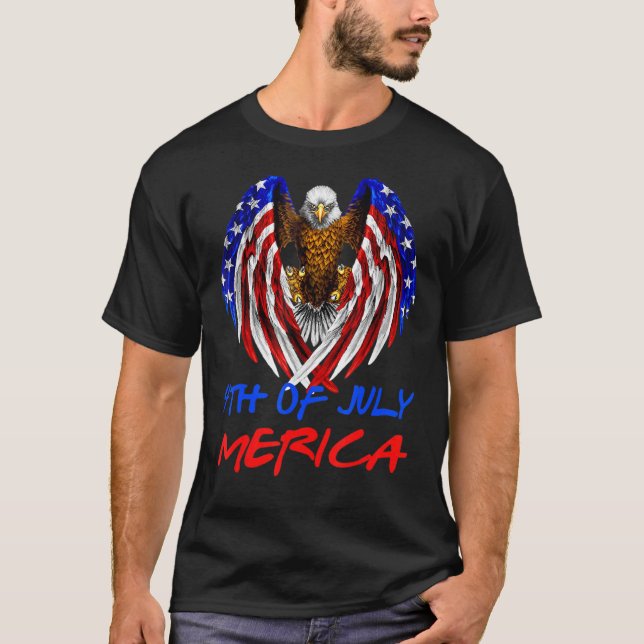 Bald Eagle 4th Of July Merica American Flag Patrio T-Shirt (Front)