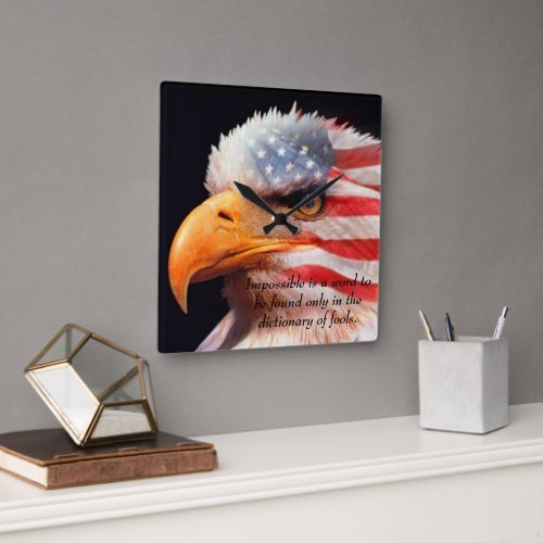 Bald Eagle 4th Of July poster 13 Square Wall Clock