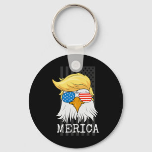 Bald Eagle 4th Of July Trump American Flag Funny  Keychain
