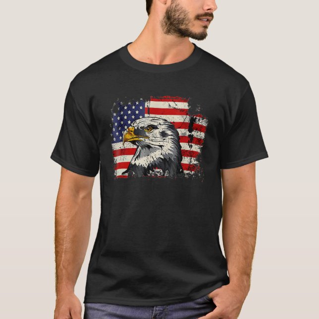 Bald Eagle 4th of July  USA American Flag Country T-Shirt (Front)