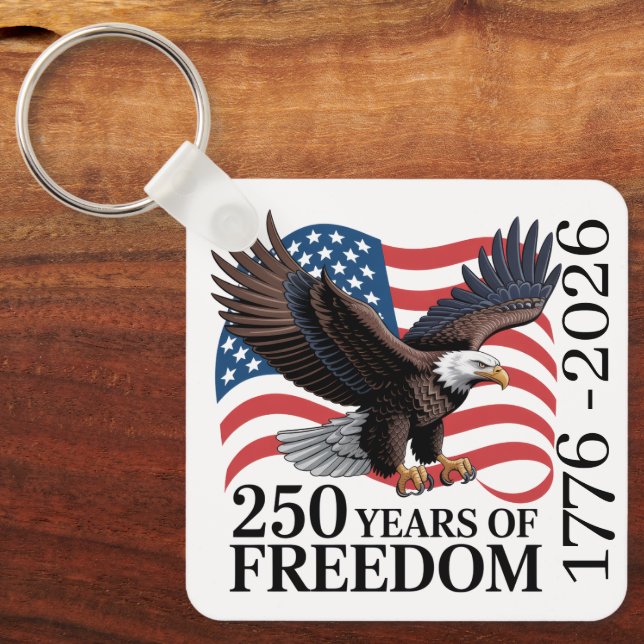 Bald Eagle American Flag 250 Years of Freedom Keychain (Front)