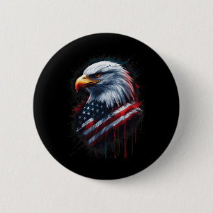 Bald Eagle American Flag 4th Of July Patriotic Ink Button