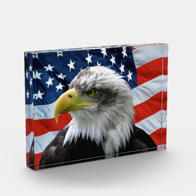 Bald Eagle American Flag Acrylic Plaque (Left)