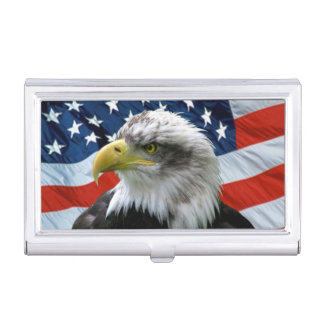 Bald Eagle American Flag Business Card Holder