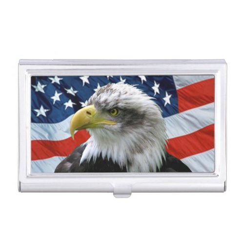 Bald Eagle American Flag Business Card Holder