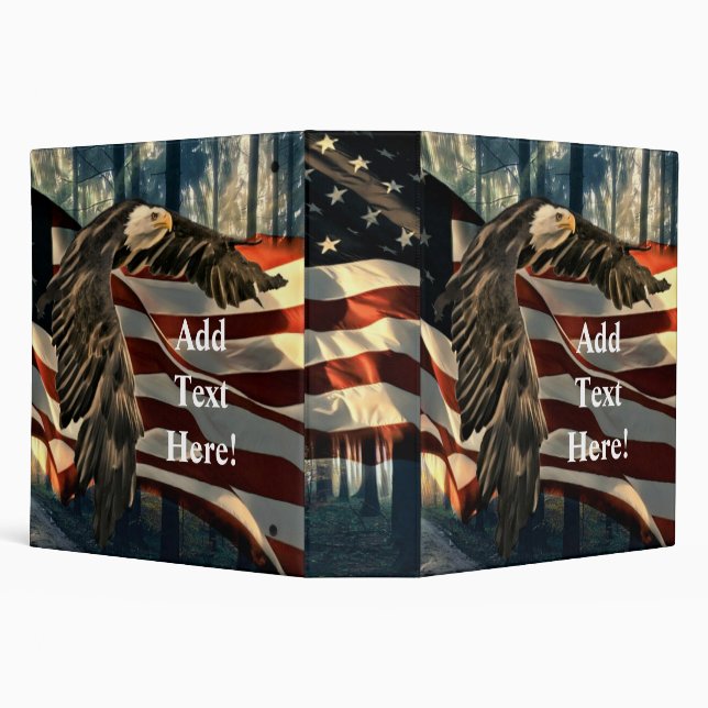 Bald Eagle American Flag Country Road 3 Ring Binde Binder (Background)