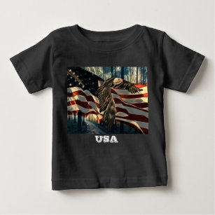 Bald Eagle American Flag Country Road Baby T-Shirt