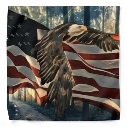 Bald Eagle American Flag Country Road Bandana