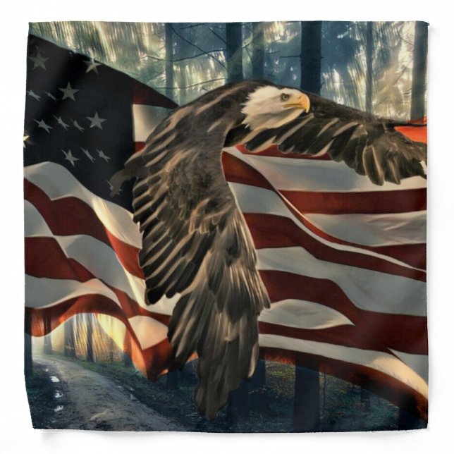 Bald Eagle American Flag Country Road Bandana (Front)