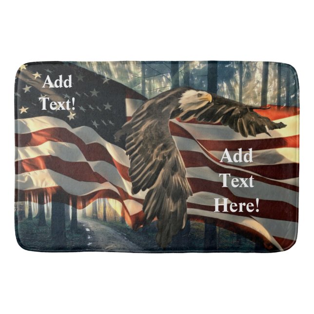 Bald Eagle American Flag Country Road Bath Mat (Front)