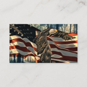 Bald Eagle American Flag Country Road Business Card