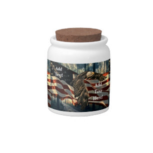 Bald Eagle American Flag Country Road Candy Jar
