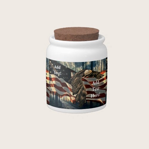Bald Eagle American Flag Country Road Candy Jar
