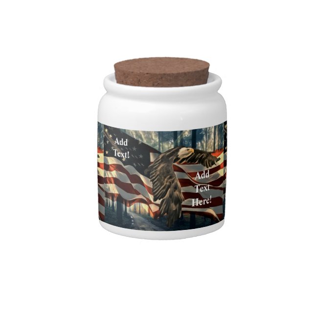Bald Eagle American Flag Country Road Candy Jar (Front)