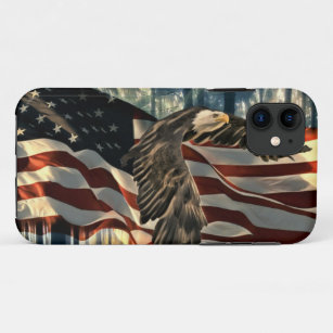 Bald Eagle American Flag Country Road iPhone 11 Case