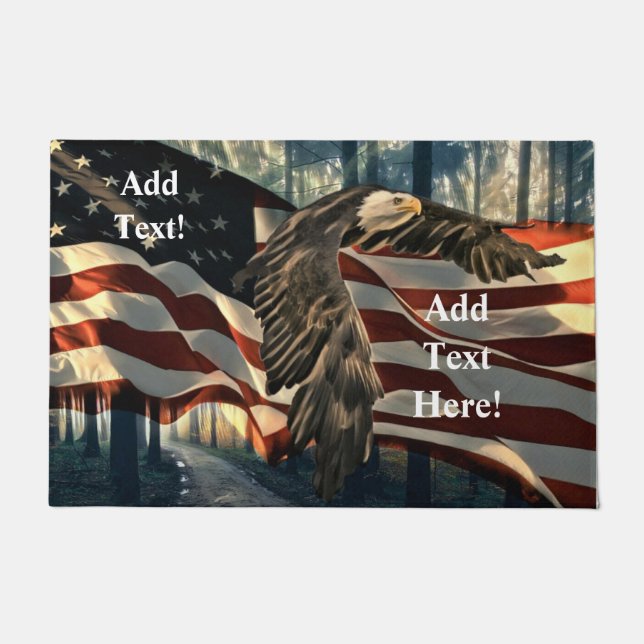 Bald Eagle American Flag Country Road Doormat (Front)