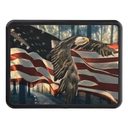 Bald Eagle American Flag Country Road Hitch Cover