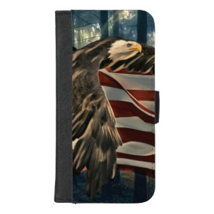 Bald Eagle American Flag Country Road iPhone 8/7 Plus Wallet Case