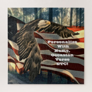 Bald Eagle American Flag Country Road Jigsaw Puzzl Puzzle