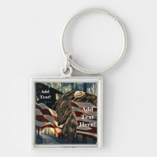 Bald Eagle American Flag Country Road Keychain