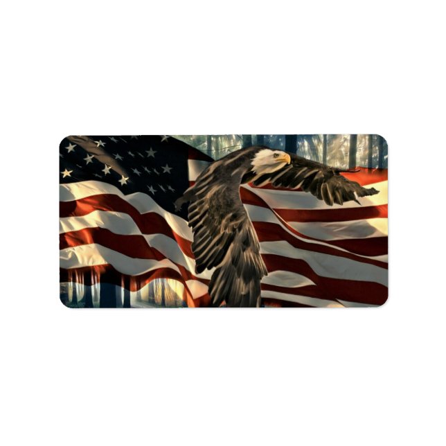 Bald Eagle American Flag Country Road Label (Front)