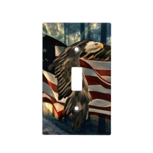 Bald Eagle American Flag Country Road Light Switch Cover