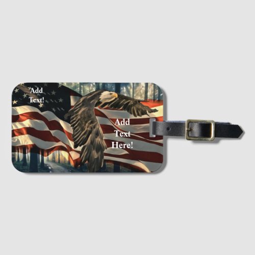 Bald Eagle American Flag Country Road Luggage Tag