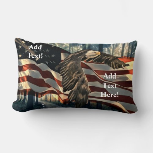 Bald Eagle American Flag Country Road Lumbar Pillo Lumbar Pillow