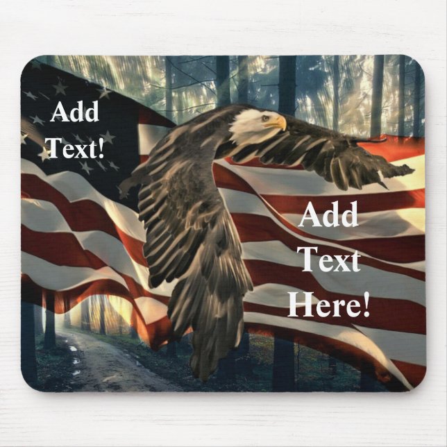 Bald Eagle American Flag Country Road Mouse Pad (Front)