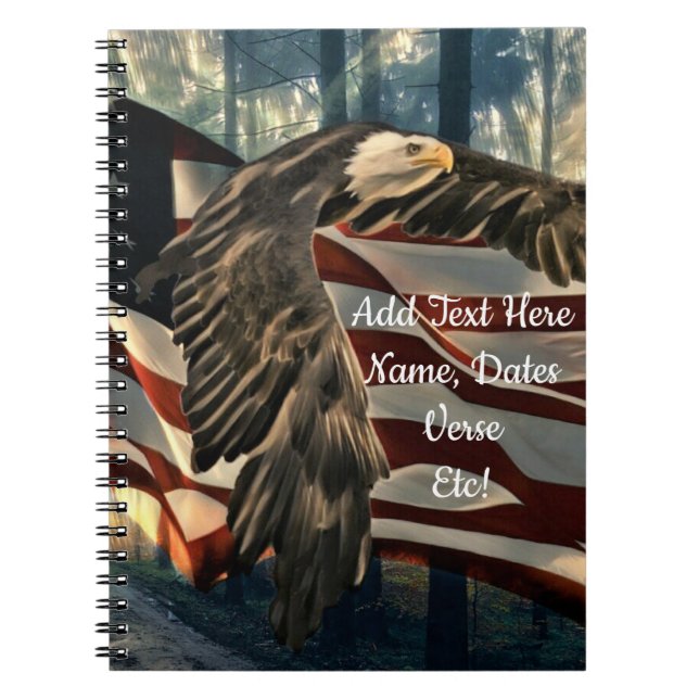 Bald Eagle American Flag Country Road Notebook (Front)