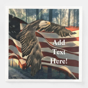 Bald Eagle American Flag Country Road Paper Dinner Napkins