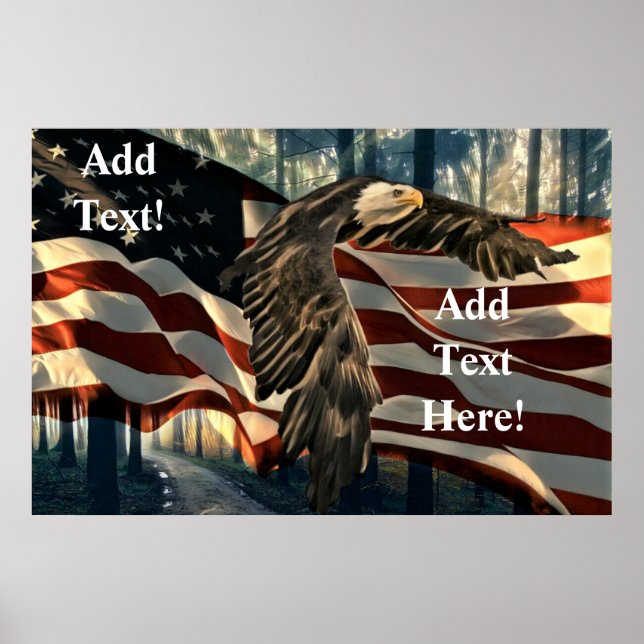 Bald Eagle American Flag Country Road Poster (Front)