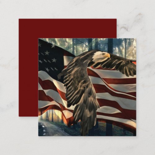 Bald Eagle American Flag Country Road Square Business Card