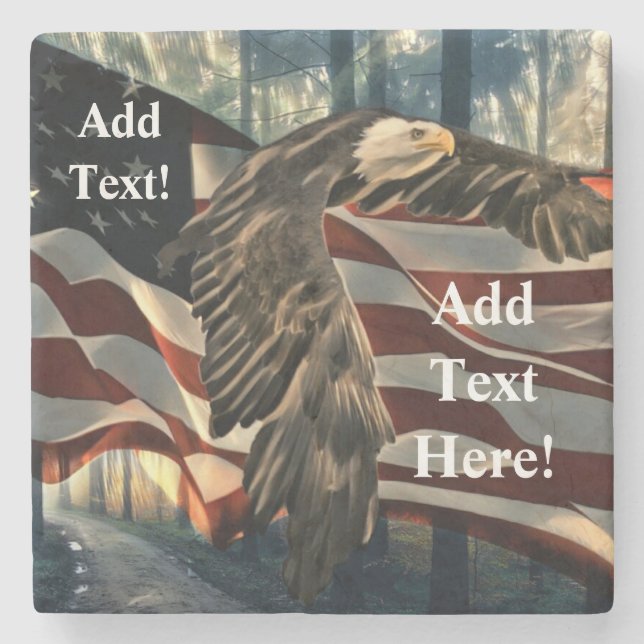 Bald Eagle American Flag Country Road Stone Coaste Coaster (Front)