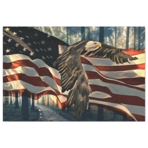 Bald Eagle American Flag Country Road Tissue Paper