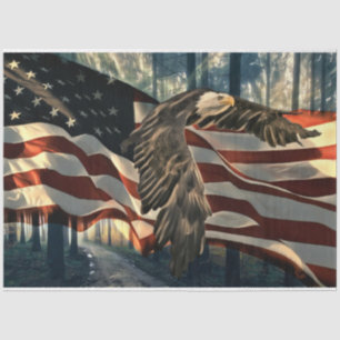 Bald Eagle American Flag Country Road Tissue Paper