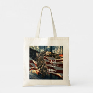 Bald Eagle American Flag Country Road Tote Bag