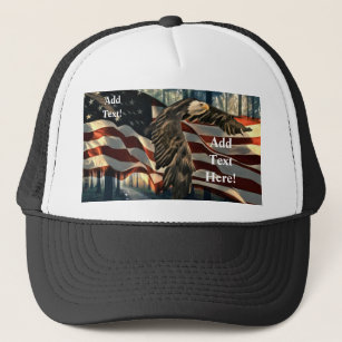 Bald Eagle American Flag Country Road Trucker Hat