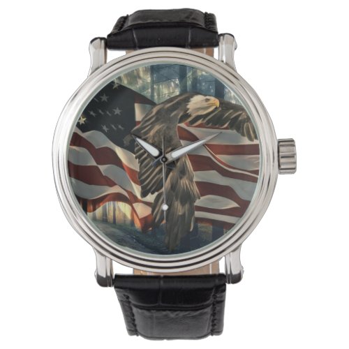 Bald Eagle American Flag Country Road Watch