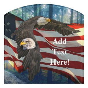 Bald Eagle American Flag Door Sign