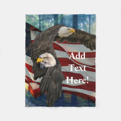 Bald Eagle American Flag Fleece Blanket