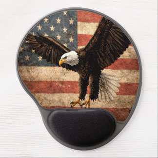 Bald Eagle American Flag Grunge Gel Mousepad