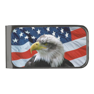 Bald Eagle American Flag Gunmetal Finish Money Clip