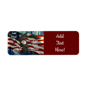 Bald Eagle American Flag Label
